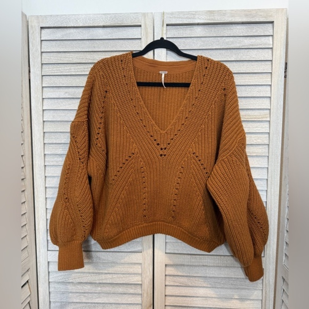 Free People All Day Long V-neck Sweater Size L